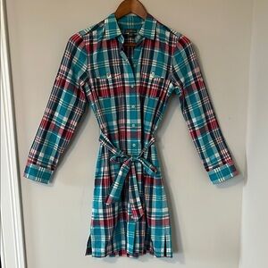 L.L. Bean Plaid Long Sleeve Dress - Blue and Red